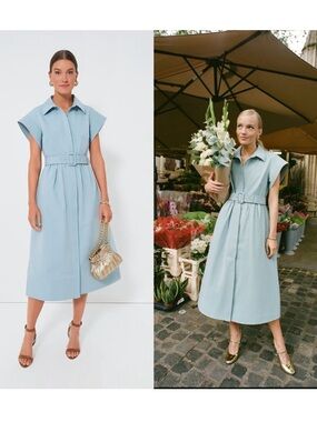 Tuckernuck Slate Blue Chloe Dress Size Medium Short Sleeve Shirt Dress